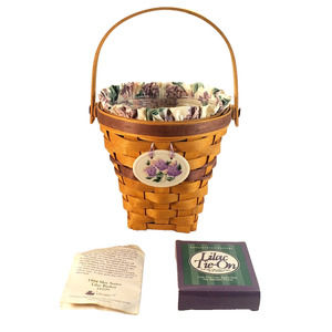 Longaberger 1994 May Series Lilac Basket Bundle Excellent Condition